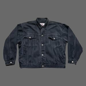 Bugle Boy 7M 90s VTG Faded Black Denim Boxy/Cropped Fit Mens Jacket Size L GUC